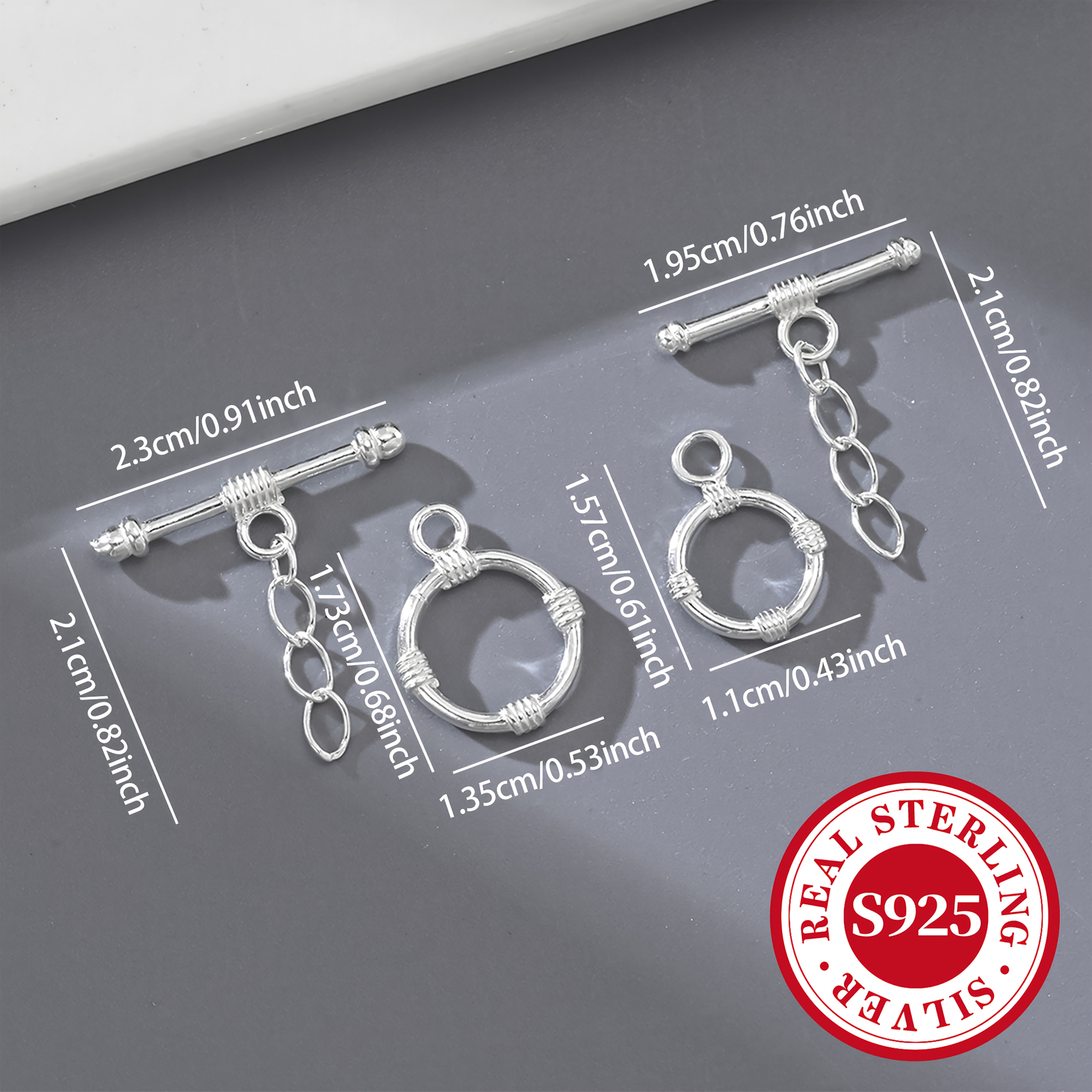 S925 Sterling Silver Round OT Clasp Accessories, 1 Pair Pack